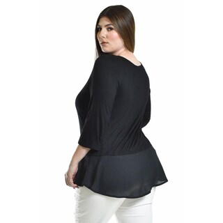 Foto 2 | Foto 2 | Blusa Con Detalle De Encanje Roman Fashion /tallas Extras, 182 (negro) Negro