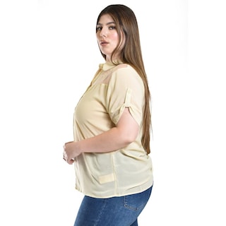 Foto 2 | Foto 2 | Blusa Con Trasparencias Y Bordado Roman Fashion /tallas Extras, 8039 (beige) Beige