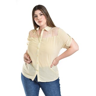 Foto 1 | Foto 1 | Blusa Con Trasparencias Y Bordado Roman Fashion /tallas Extras, 8039 (beige) Beige