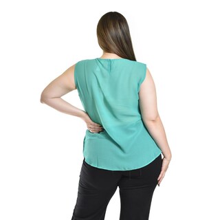 Foto 3 | Foto 3 | Blusa Sin Manga Con Detalle Metalico Roman Fashion /tallas Extras, 8006 (menta) Verde Claro