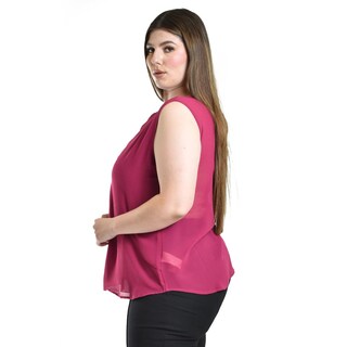 Foto 2 | Foto 2 | Blusa Sin Manga Con Detalle Metalico Roman Fashion /tallas Extras, 8006 (magenta) Fucsia Oscuro