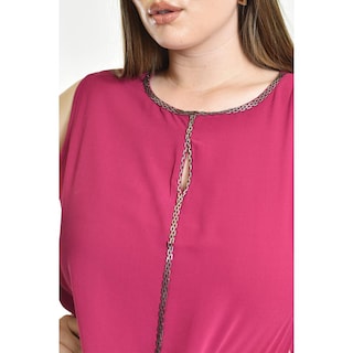 Foto 4 | Foto 4 | Blusa Sin Manga Con Detalle Metalico Roman Fashion /tallas Extras, 8006 (magenta) Fucsia Oscuro