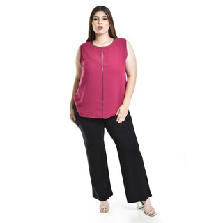 Foto 5 | Foto 5 | Blusa Sin Manga Con Detalle Metalico Roman Fashion /tallas Extras, 8006 (magenta) Fucsia Oscuro