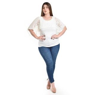 Foto 4 | Foto 4 | Blusa Con Encaje Y Detalle De Perlas Roman Fashion /tallas Extras, 086 (blanco) Blanco