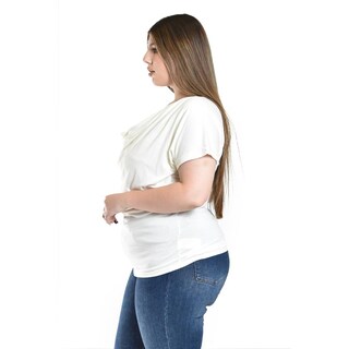 Foto 2 | Foto 2 | Blusa Con Encaje Y Escote Drapeado Roman Fashion /tallas Extras, 8046 (blanco) Blanco