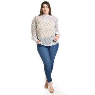 Foto 5 | Foto 5 | Blusa De Chifon Estampado Floral Roman Fashion /tallas Extras, 4202 (blanco Floreado) Blanco