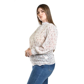 Foto 2 | Foto 2 | Blusa De Chifon Estampado Floral Roman Fashion /tallas Extras, 4202 (blanco Floreado) Blanco