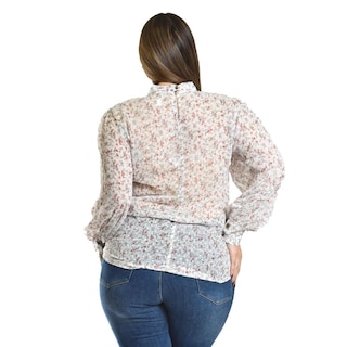 Foto 3 | Foto 3 | Blusa De Chifon Estampado Floral Roman Fashion /tallas Extras, 4202 (blanco Floreado) Blanco