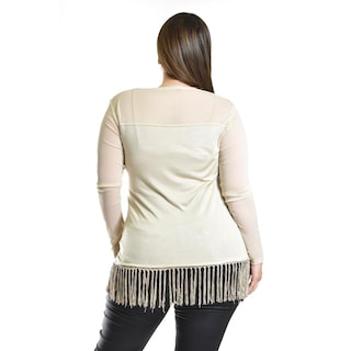 Foto 3 | Foto 3 | Blusa Con Flecos Y Manga Transparente Roman Fashion /tallas Extras, 163 (beige) Beige