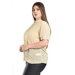 Foto 2 | Foto 2 | Blusa Transparente Con Lentejuela Roman Fashion /tallas Extras, 8033 (dorado) Beige