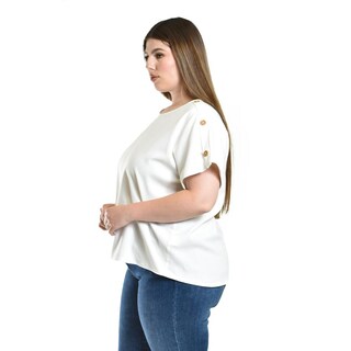 Foto 2 | Foto 2 | Blusa De Lino Con Botones Roman Fashion / Tallas Extras, 0320 (blanco) Blanco