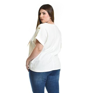 Foto 3 | Foto 3 | Blusa De Lino Con Botones Roman Fashion / Tallas Extras, 0320 (blanco) Blanco