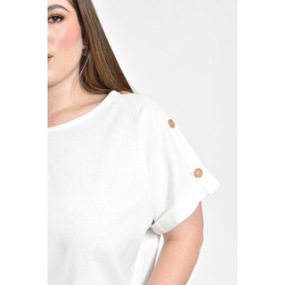 Foto 4 | Foto 4 | Blusa De Lino Con Botones Roman Fashion / Tallas Extras, 0320 (blanco) Blanco