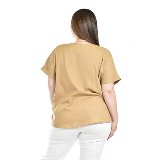 Foto 3 | Foto 3 | Blusa De Lino Con Botones Roman Fashion / Tallas Extras, 0320 (cafe) Cafe