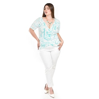 Foto 4 | Foto 4 | Blusa Cruzada Con Collar Roman Fashion /tallas Extras, 081 (menta) Verde Claro