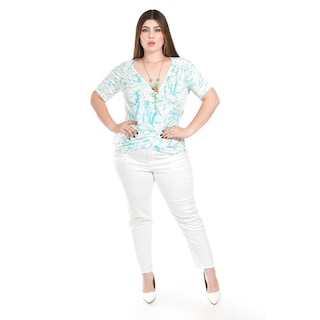 Foto 5 | Foto 5 | Blusa Cruzada Con Collar Roman Fashion /tallas Extras, 081 (menta) Verde Claro