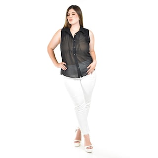 Foto 4 | Foto 4 | Blusa Sin Manga Con Encaje Roman Fashion /tallas Extras, 201 (negro) Negro