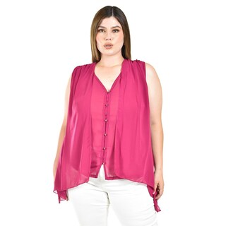 Foto 1 | Foto 1 | Blusa Sin Manga Estilo Chaleco Roman Fashion / Tallas Extras, 4053 (magenta) Fucsia Oscuro