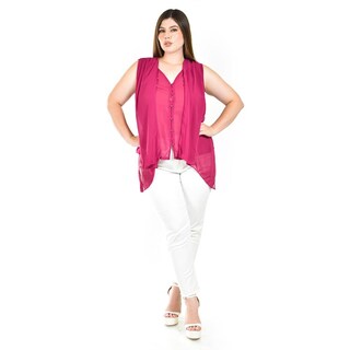 Foto 4 | Foto 4 | Blusa Sin Manga Estilo Chaleco Roman Fashion / Tallas Extras, 4053 (magenta) Fucsia Oscuro