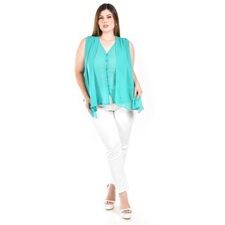 Foto 4 | Foto 4 | Blusa Sin Manga Estilo Chaleco Roman Fashion / Tallas Extras, 4053 (menta) Verde Claro
