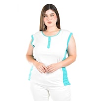Blusa Con Diseño Bicolor Roman Fashion /tallas Extras, 1406 (menta) Verde Claro