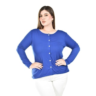 Foto 1 | Foto 1 | Blusa Con Espalda De Encaje Roman Fashion / Tallas Extras, 1552 (azul Rey) Azul