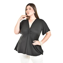 Blusa Corte A Roman Fashion /tallas Extras, 1710 (negro) Negro