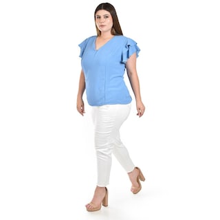Foto 2 | Foto 2 | Blusa con Volantes Roman Fashion Azul para Mujer