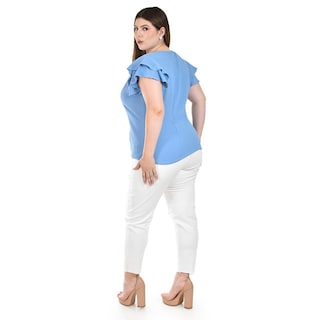 Foto 3 | Foto 3 | Blusa con Volantes Roman Fashion Azul para Mujer