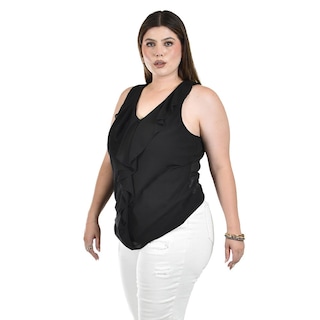 Foto 2 | Foto 2 | Blusa con Escarolas Roman Fashion Negra para Mujer