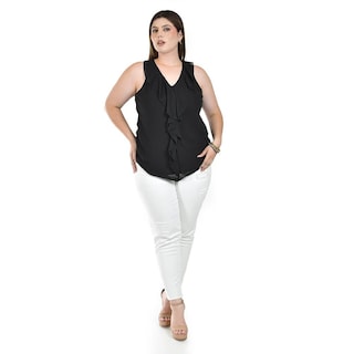 Foto 4 | Foto 4 | Blusa con Escarolas Roman Fashion Negra para Mujer