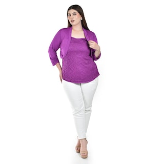 Foto 4 | Foto 4 | Blusa de Encaje con Torerita Roman Fashion Morado para Mujer