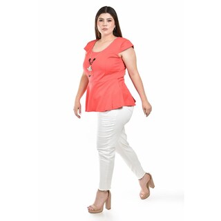 Foto 2 | Foto 2 | Blusa Peplum con Collar Roman Fashion Coral para Mujer