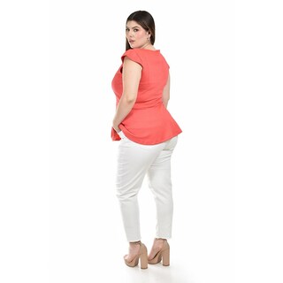 Foto 3 | Foto 3 | Blusa Peplum con Collar Roman Fashion Coral para Mujer