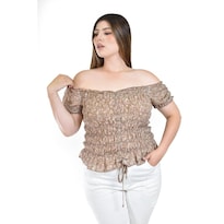 Blusa Smock Café para Mujer