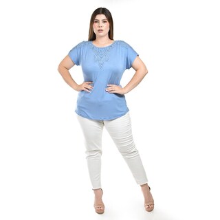 Foto 4 | Foto 4 | Blusa con Encaje Roman Fashion Azul para Mujer