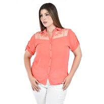 Blusa con Trasparencias y Bordado Roman Fashion para Mujer