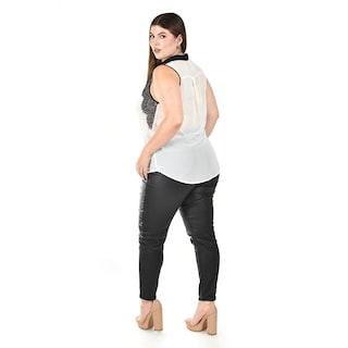 Foto 3 | Foto 3 | Blusa Sin Manga Con Encaje Roman Fashion /tallas Extras 201 (blanco) Blanco