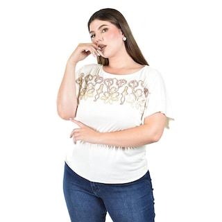 Foto 1 | Foto 1 | Blusa Casual con Lentejuelas Roman Fashion Blanca para Mujer