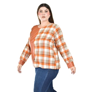 Foto 2 | Foto 2 | Blusa Combinada Cuadros Roman Fashion para Mujer