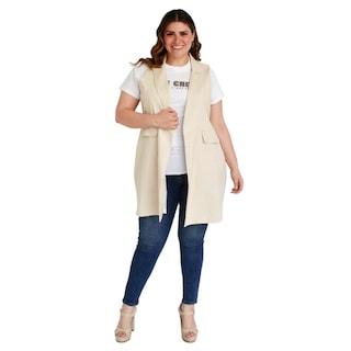 Foto 5 | Foto 5 | Chaleco de Lino Roman Fashion Tallas Extras 2136 color Beige