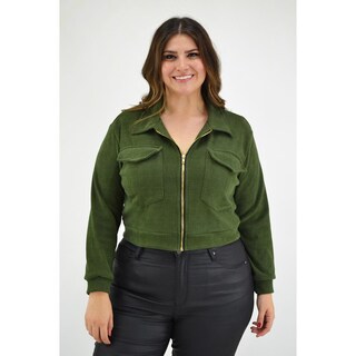 Foto 1 | Foto 1 | Chamarra Corta Roman Fashion Tallas Extras 18048 color Verde