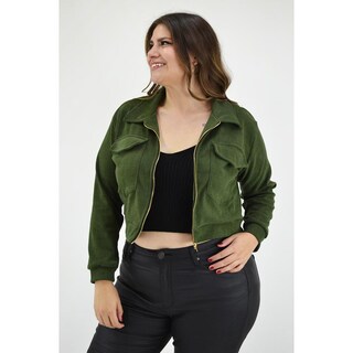 Foto 5 | Foto 5 | Chamarra Corta Roman Fashion Tallas Extras 18048 color Verde