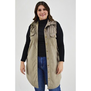 Foto 5 | Foto 5 | Chaleco para Mujer Roman Fashion Gamuza Tallas Extra Marrón