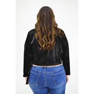 Foto 3 | Foto 3 | Chaqueta Corta Vinipiel Print Roman Fashion CH-MIC-2245 Negra Tallas Extras