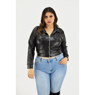 Foto 5 | Foto 5 | Chamarra Corta De Vinipiel Roman Fashion /tallas Extras, 18048 (negro) Negro
