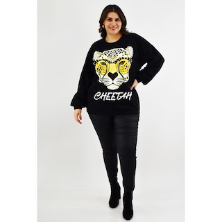 Foto 6 | Foto 6 | Sudadera Cheetah Roman Fashion Negra Tallas Extras para Mujer
