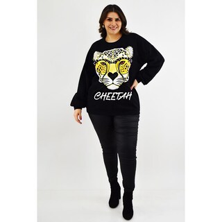 Foto 6 | Foto 6 | Sudadera Cheetah Roman Fashion Negra Tallas Extras para Mujer