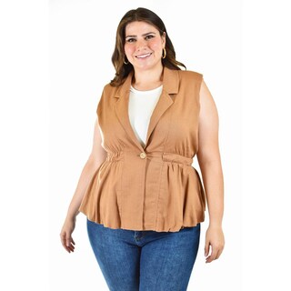 Foto 1 | Foto 1 | Chaleco De Lino Roman Fashion /tallas Extras, 2321 (cafe) Cafe