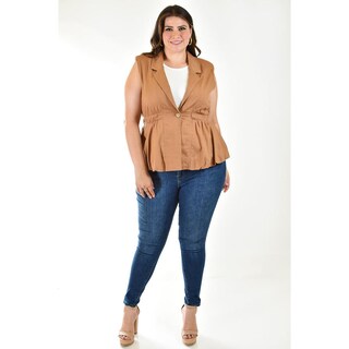 Foto 5 | Foto 5 | Chaleco De Lino Roman Fashion /tallas Extras, 2321 (cafe) Cafe